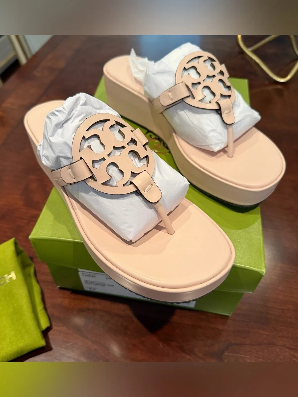 Tory Burch Soft Pink Miller Wedge Sandals, sz 8.5